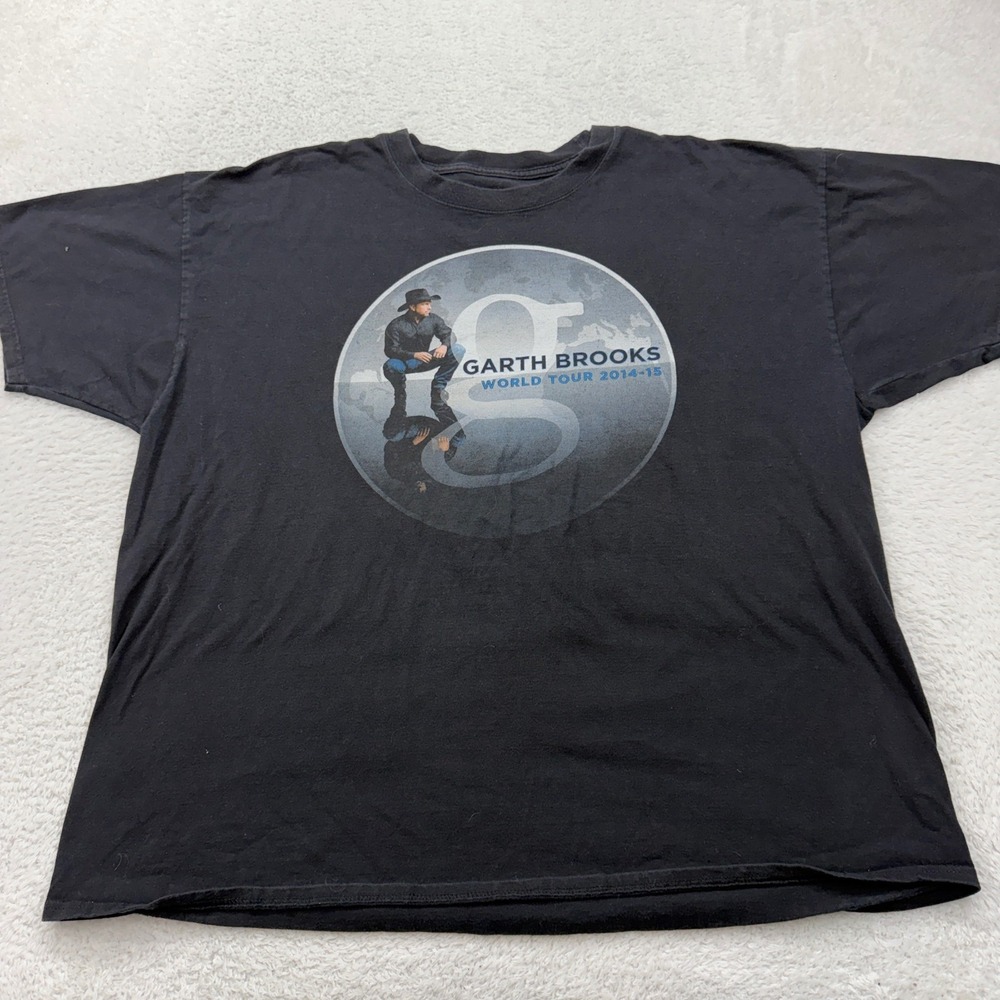 Garth‎ Brooks World Tour 2014-15 Black T Shirt 2XL Hanes Beefy Tee